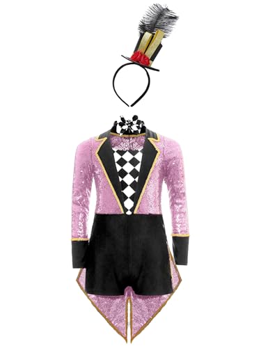 Choomomo Mädchen Dompteurin Zirkus Kostüm Langarm Pailletten Tanzbody Mit Zylinder Hut Halloween Faschingkostüm Verkleidung Rosa 146-152 Choomomo Mädchen Dompteurin Zirkus Kostüm Langarm Pailletten Tanzbody Mit Zylinder Hut Halloween Faschingkostüm Verkleidung Rosa 146-152 von Choomomo