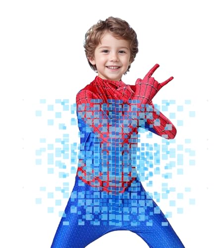 ChouGlow Superhelden Kostüm Superhero Cosplay Bodysuit Spider Kostüm Jungen Homecoming Anzug 3d Print Mit Maske 3D Spider Kostüm Jumpsuit Halloween Karneval Cosplay Party. (CF, 100) von ChouGlow