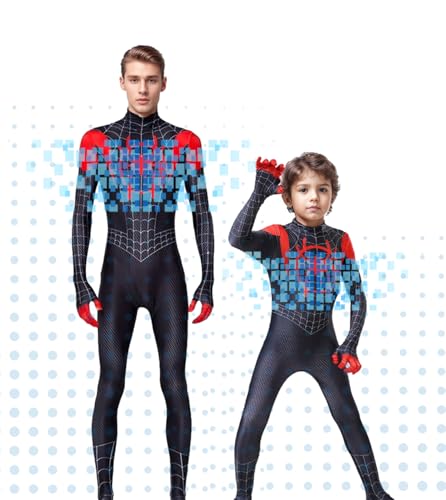 ChouGlow Superhelden Kostüm Superhero Cosplay Bodysuit Spider Kostüm Jungen Homecoming Anzug 3d Print Mit Maske 3D Spider Kostüm Jumpsuit Halloween Karneval Cosplay Party. (MES, 100) von ChouGlow