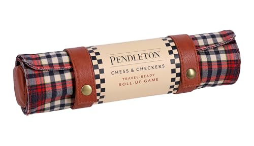 Pendleton Red Black Check Pattern Chess & Checkers: Travel-Ready Roll-up Game von Chronicle Books Llc