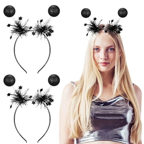 Chuangdi 2 Stück Karneval Haarreifen Kopfschmuck Niedliche Stirnbänder Haarschmuck für Erwachsene Weihnachten Party Kostüm Accessoires(Schwarz,Ausländer) von Chuangdi