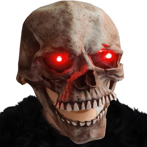 Halloween Totenkopf Maske, Halloween Maske, Gruselige Cosplay Maske für Erwachsene, Gruselige Halloween Maske mit roten Augen, Gruselige Skelett Maske Totenkopf Helm für Halloween Kostüm Party Deko von Chuankefanxing