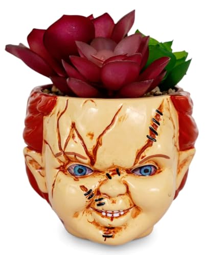 Chucky Child's Play Topf mit Kunst-Sukkulente als Geschenkidee von Chucky