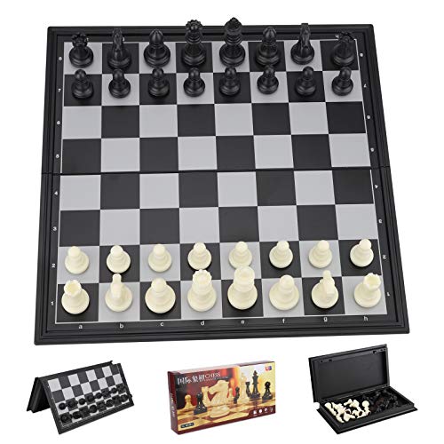 Schachspiel, Faltbares Magnetisches Schachspiel High-End-Tragbares Schachbrett, Reiseschachbrett-Spielset, Traditionelles Dame Taktisches Strategiespiel für Kinder/Erwachsene(25 * 25cm) von ChuerTech