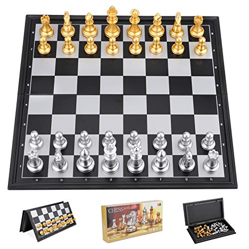 Schachspiel, Faltbares Magnetisches Schachspiel High-End-Tragbares Schachbrett, Reiseschachbrett-Spielset, Traditionelles Dame Taktisches Strategiespiel für Kinder/Erwachsene(25 * 25cm) von ChuerTech