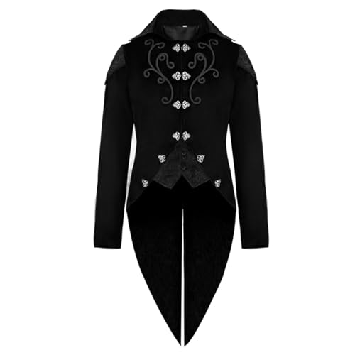 Herren Steampunk Frack Halloween Kostüme Männlich Mittelalter Gothic Gehrock Viktorianische Hofuniform Renaissance Bottom Vintage Erwachsene Festival Cosplay Frack, Schwarz , L von Chukamalilayi