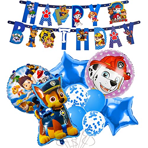 Chukua Paw Geburtstagsdeko Dog Patrol Luftballon Girlande Geburtstag Deko Jungen Mädchen mit Paw Folienballons Chase Marshall Party Balloons Geburtstag Banner für Kindergeburtstag Party Supplies Deko von Chukua