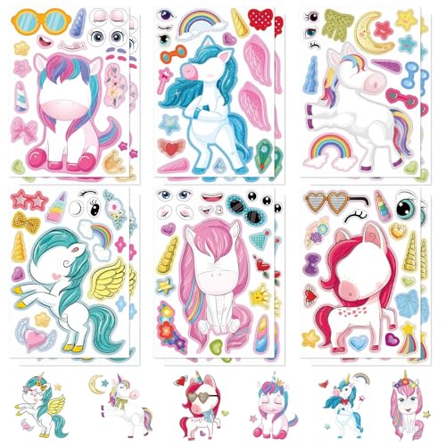 Einhorn Sticker Kinder- 12Pcs DIY Einhorn Aufkleber Anime Personalisierte Stickers- Kawaii Sticker Set Geschenk Give Aways Geburtstag Deko Gastgeschenke Party Mitgebsel für Laptop Skateboard Scrapbook von Chukua