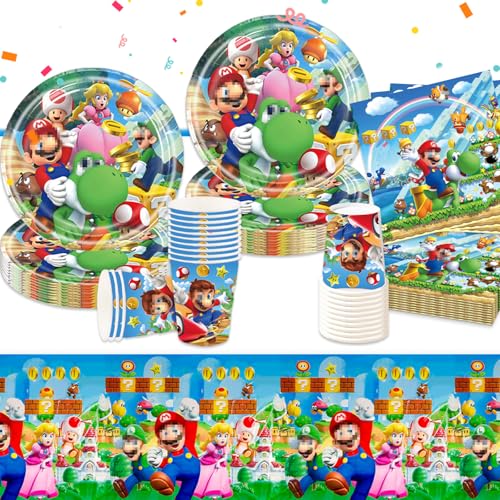Super Bros Pappteller Kindergeburtstag Deko Jungen Mädchen- Mari Geburtstag Geschirr Set Super Brothers Geburtstagsdeko Partygeschirr Party Supplies Deko Tischdecke Servietten Teller Tassen 20 Gäste Super Bros Pappteller Kindergeburtstag Deko Jungen Mädchen- Mari Geburtstag Geschirr Set Super Brothers Geburtstagsdeko Partygeschirr Party Supplies Deko Tischdecke Servietten Teller Tassen 20 Gäste von Chukua