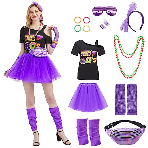 Churgigi 80er jahre outfit damen mottoparty 80 er jahre kostüm damen kostüm 80er jahre damen 80er 90er outfit 80 er jahre party kostüme frauen karneval ankleiden satz cosplay von Churgigi