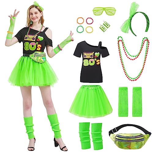 Churgigi 80er jahre outfit damen mottoparty 80 er jahre kostüm damen kostüm 80er jahre damen 80er 90er outfit 80 er jahre party kostüme frauen karneval ankleiden satz cosplay von Churgigi