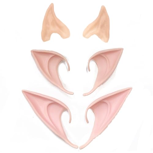 3 Paar Elfenohren Fairy Pixie Elf Ohren für Erwachsene Party Elfen Ohren Cosplay Kostüm für Halloween Karneval Cosplay Party (Hautfarbe) von Chyuxinda