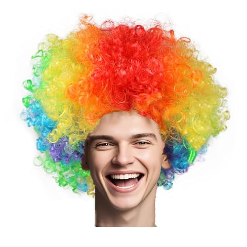 Afro Clown Perücke Lockenkopf Lockenperücke Afroperücke Fasching Kostüm Wig für Herren Damen Karneval Halloween (Mehrfarbig) von Chyuxinda