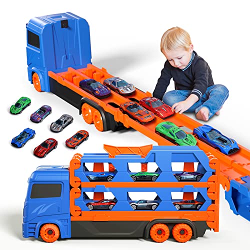 Auto Spielzeug für 2 3 4 5 6 Jahre alt Jungen, Transport LKW Auto Spielzeug 61-Zoll-Rennstrecke für Jungen Kinder, Kleinkind Auto Spielzeug Geburtstag Geschenk von Ci Vetch