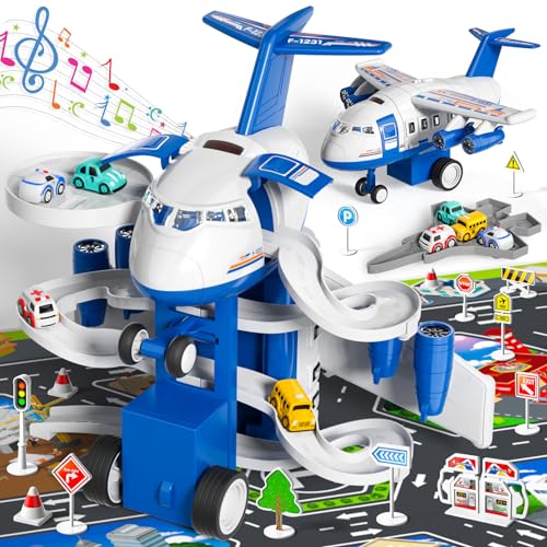 Ci Vetch Airplane Flugzeug Spielzeug für 2+ Jahr alt, Garage Parkplatz Playset mit 14 Straßenschildern 4 Inertial Autos 1 Karte, Kleinkind Junge Spielzeug Geburtstag Geschenk für 2 3 4 5 6 Jahre alt Ci Vetch Airplane Flugzeug Spielzeug für 2+ Jahr alt, Garage Parkplatz Playset mit 14 Straßenschildern 4 Inertial Autos 1 Karte, Kleinkind Junge Spielzeug Geburtstag Geschenk für 2 3 4 5 6 Jahre alt von Ci Vetch