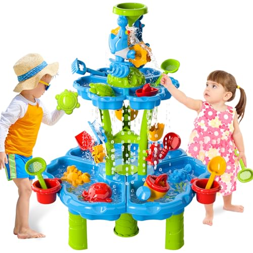 Ci Vetch Kinder Wassertisch für Kleinkinder 3-5, 2-Tier Wassertisch Outdoor Spielzeug für Kleinkinder Jungen Mädchen, Wasser Sand Aktivität Tische Sommer Spielzeug für Kleinkinder Alter 3-5 von Ci Vetch