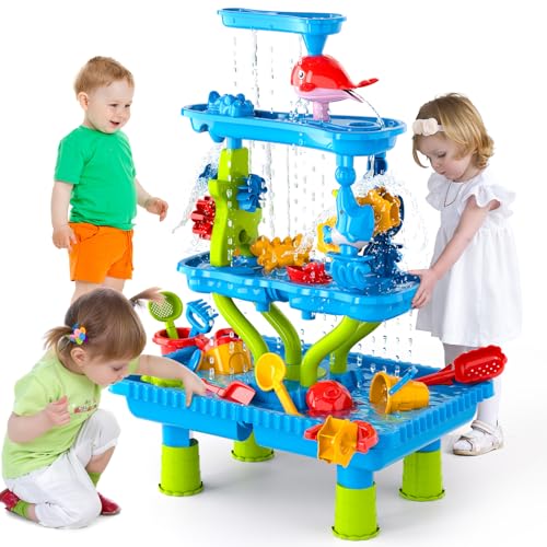 Kinder Wassertisch für Kleinkinder 3-5, 4-Tier Wassertisch Outdoor Spielzeug für Kinder Kleinkinder Jungen Mädchen, Wasser Sand Aktivität Tische Sommer Outdoor Spielzeug für Kleinkinder Alter 3-5 von Ci Vetch