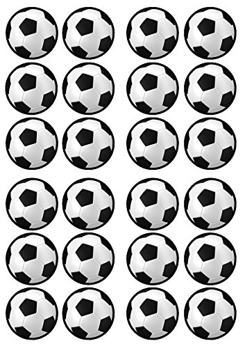 24 Fußball vorgeschnittenen essbare Cupcake Topper – Wafer Karte Disc Kuchen Dekorationen Stand Up, PRECUT von Cian's Cupcake Toppers Ltd