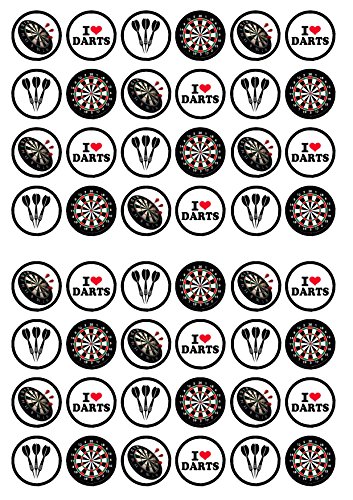 48 VORGESCHNITTENE Darts-Cupcake-Topper, Dart-Thema-Mini-Kuchendekorationen, essbare Darts-Geburtstagsdekorationen Dartscheiben-Kuchenaufsatz Dartscheiben-Kuchenaufsatz Darts-Partydekorationen von Cian's Cupcake Toppers Ltd