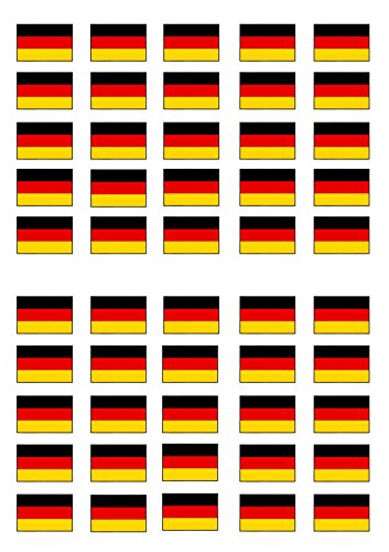 50 German Flag, Deutsche Flagge, Essbare PREMIUM Dicke GEZUCKERTE Vanille, Reispapier Mini Cupcake Toppers, Cake Pops, Cookies für Wafer von Cian's Cupcake Toppers Ltd