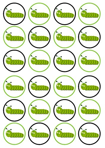 Cian's Cupcake Toppers Ltd 24 Raupe, vorgeschnitten, essbar, Waffel-Kuchendekoration, zum Aufstellen, PRECUT von Cian's Cupcake Toppers Ltd