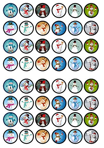 Cupcake-Topper, Motiv: Schneemann, gesüßt, Vanillegeschmack, essbar, 48 Stück von Cian's Cupcake Toppers Ltd