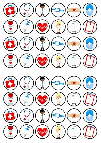 Essbare Cupcake-Topper, Motiv: Krankenschwestern, Ärzte, Krankenhaus, Nr. 5, 48 Stück von Cian's Cupcake Toppers Ltd