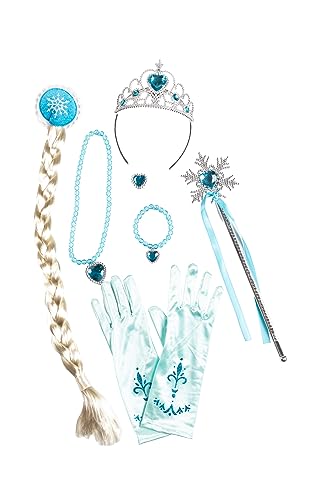 Ciao- Snow Princess disguise kit (tiara, wand, necklace, ring, gloves, braid with clip) von Ciao