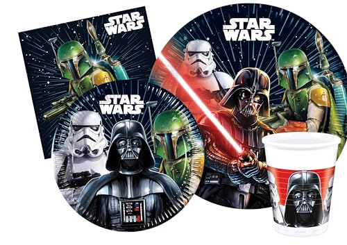 Ciao AZ072 Partygeschirr Party-Set Star Wars (Pappteller, Bucher, Servietten), Multicolor, 24 Personen von Ciao