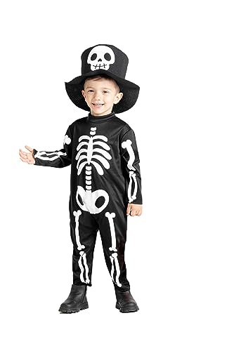 Ciao- Baby Skeleton costume disguise unisex baby (Size 1-2 years) with hat, Black, White von Ciao