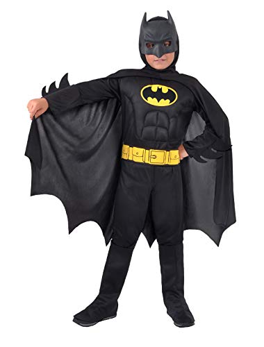 Ciao- Batman Dark Knight costume disguise boy official DC Comics (Size 10-12 years) with padded muscles, Schwarz von Ciao