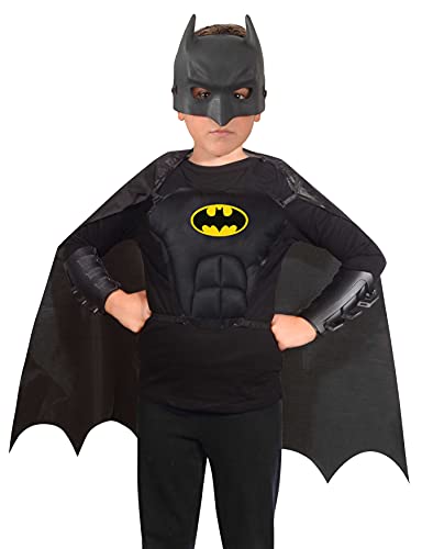 Batman Disguise Kit official DC Comics (One size boy 5-12 years): mask, cape, body, armlets, Schwarz von Ciao