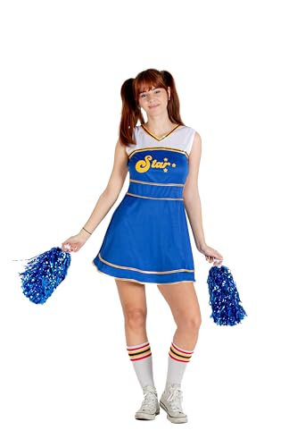 Ciao- Cheerleader Kostüm Verkleidung Mädchen Damen Erwachsene (Einheitsgröße) mit Pompons, blau von Ciao