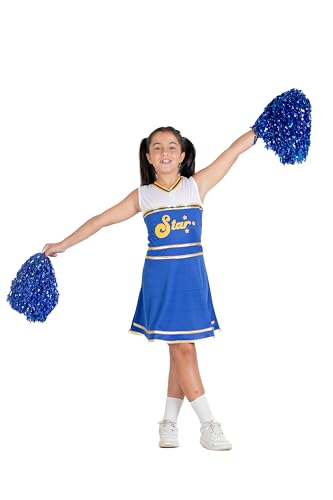 Ciao- Cheerleader Kostüm Verkleidung Mädchen (Größe 8-10 Jahre) mit Pompons, blau von Ciao