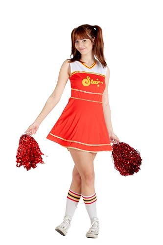 Ciao- Cheerleader Kostüm Verkleidung Mädchen Damen Erwachsene (Einheitsgröße) mit Pompons, rot von Ciao