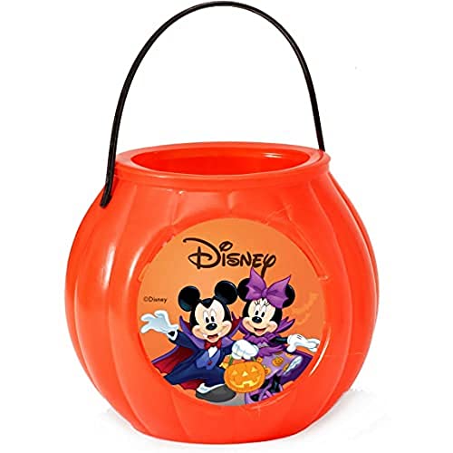 Ciao Hello 29021 - Kürbisbehälter „Trick or Treat“ Disney Halloween Mickey und Minnie (Durchmesser 18 cm), orange von Ciao