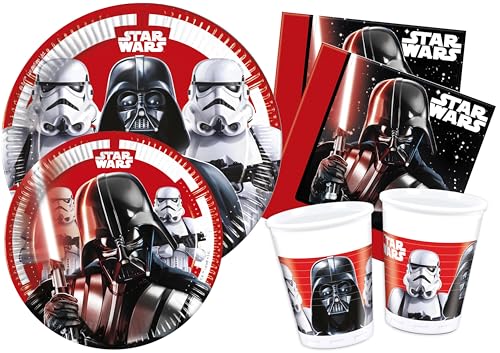 Ciao Partygeschirr Party-Set Star Wars Final Battle für 24 Personen (112 pcs: 24 Pappteller Ø23cm, 24 Pappteller Ø20cm, 24 Becher 200ml, 40 Servietten 33x33cm) von Ciao