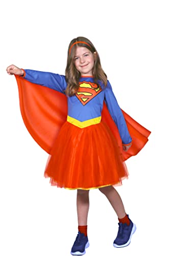 Ciao- Supergirl Fashion costume disguise girl official DC Comics (Size 10-12 years) with tulle skirt, Blue, Red von Ciao