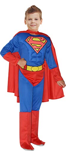 Ciao- Superman costume disguise boy official DC Comics (Size 5-7 years) with padded muscles, Blue, Red von Ciao