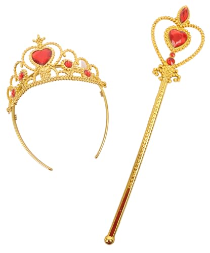 Ciao- Little Princess Jewelry Disguise Kit (tiara and wand), gold/red von Ciao