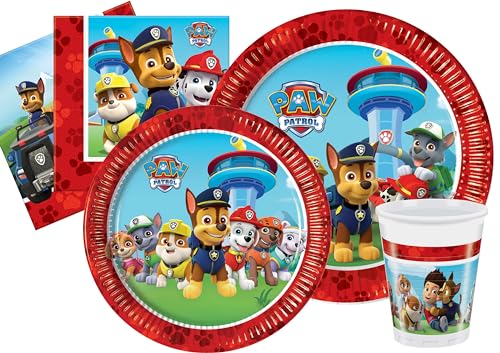 Partygeschirr Party-Set Paw Patrol Let's Roll für 24 Personen (112 pcs: 24 Pappteller Ø23cm, 24 Pappteller Ø20cm, 24 Becher 200ml, 40 Servietten 33x33cm) von Ciao