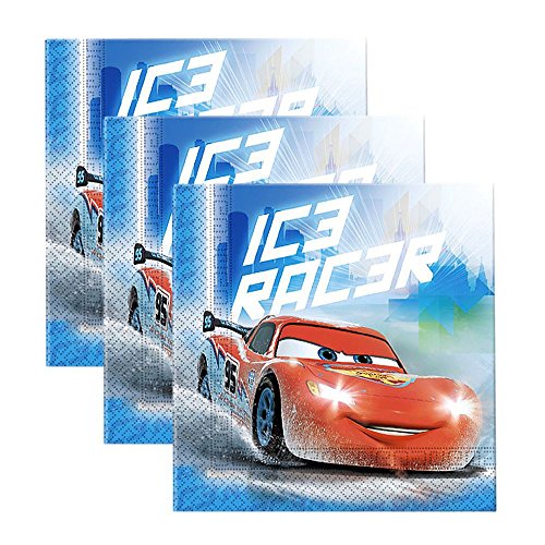 Procos 84837 – Servietten Papier Cars Ice Racer, 33 x 33 cm, 2-lagig, 20 Stück, blau/rot von Ciao