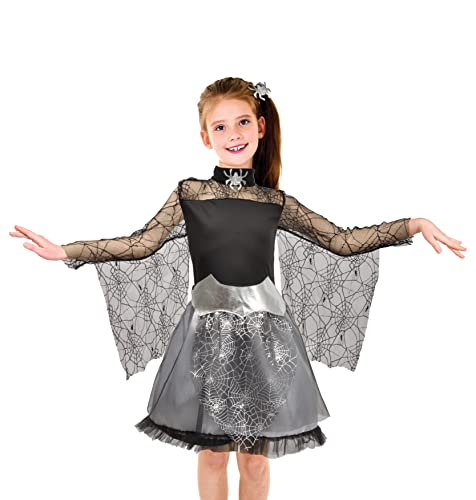 Witch Spiderella costume disguise fancy dress girl (Size 7-9 years), Black, Silver von Ciao