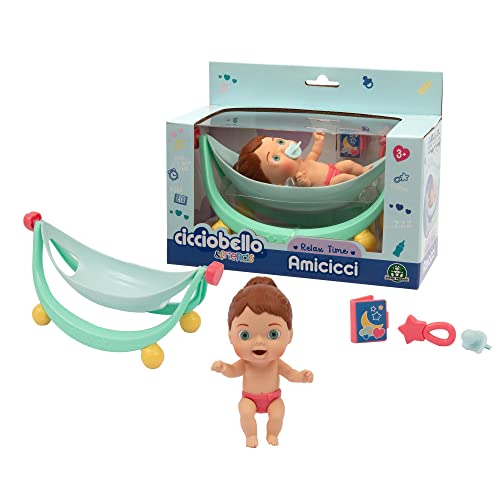 Cicciobello Amicicci, Baby mit Wiege, Relax Time, ideal für Nickerchen, 1 Amicicci Mädchen und Zubehör, Spielzeug für Kinder ab 3 Jahren, GIOCHI PREZIOSI, CC033 von Cicciobello