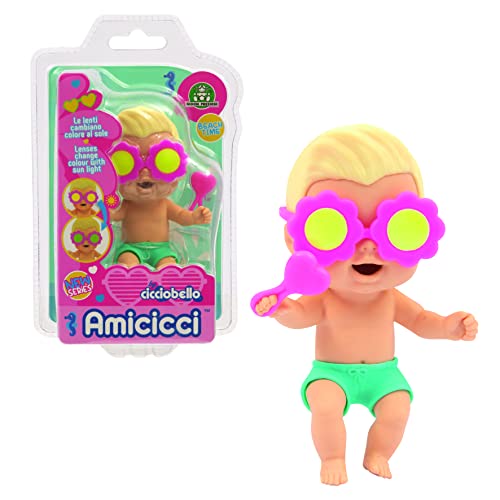 Cicciobello Amicicci, Baby mit lustigen Ausdrücken, Strandserie, Brille ändert die Farbe und Zubehör, Modell für Jungen, Blondes Haar, Spielzeug für Kinder ab 3 Jahren, CC0403 von Cicciobello