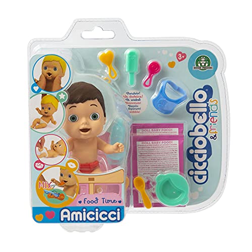 Cicciobello - Amicicci Food Time, süßes Baby-Spielzeug mit bunter Windel, Mini-Figur und Pappa-Set, für Mädchen ab 3 Jahren, CC001700, wertvolle Spiele von Cicciobello