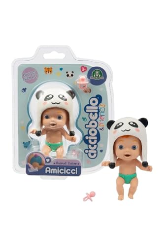 Cicciobello - Animal Cuties Panda Boy, Mini-Figur mit Tierhut und Zopf auf der Windel, für Mädchen ab 3 Jahren, CC038100, Giochi Preziosi von Cicciobello