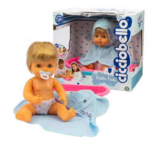 Cicciobello Bath Fun Puppe 30 cm mit Wanne, Bademantel, Windel und Schnuller, Spiele für Kinder 2 Jahre, Classic mit Zubehör im Lieferumfang enthalten von Cicciobello