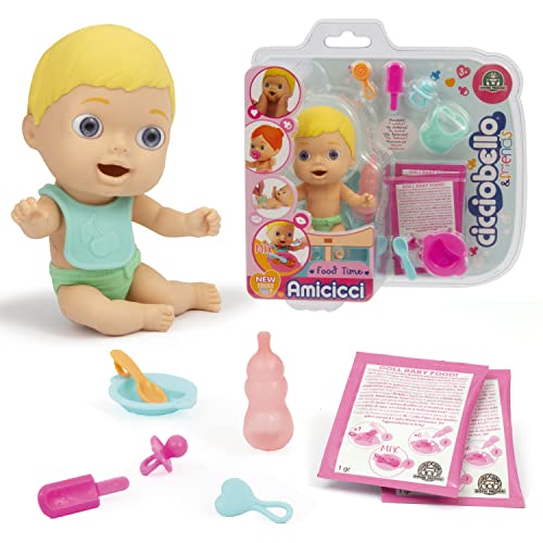 Cicciobello Amicci CC022100 Food Time Boys and Girls, Niedliche Baby Schnuller, Bunte Windel, Minifigur und Pappe, für Mädchen ab 3 Jahren, Giochi Preziosi von Cicciobello