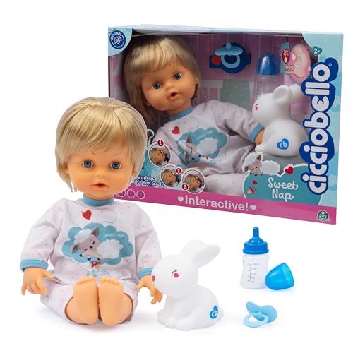 Cicciobello Sweet Nap Interaktive Puppe mit Kuscheln, 42 cm hoch, inklusive Schnuller und Lampe in Hasenform, für Kinder ab 2 Jahren von Cicciobello